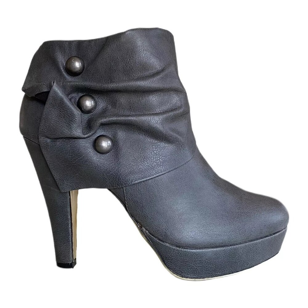 Madden Girl Cravis High Heeled Platform Booties- Gray SIZE 10